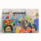 Playful Chaos: Modern Wall Art Featuring Keystone Cops and Colorful Drama