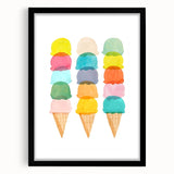 Pastel Ice Cream Girls Room Wall Art - Playful Nursery Art Print