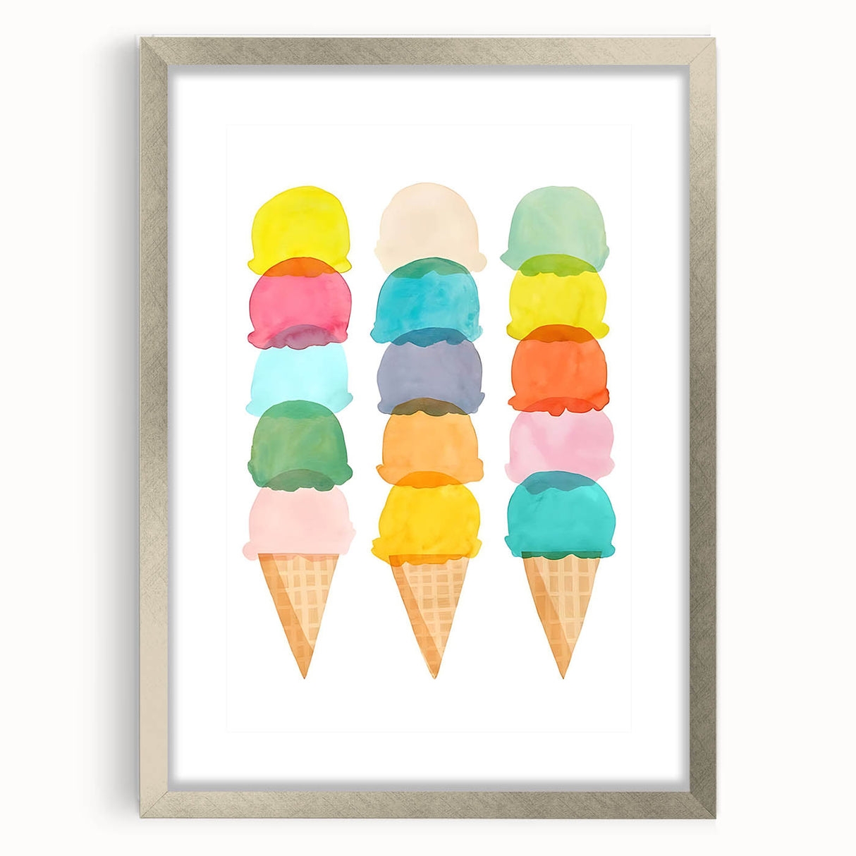 Pastel Ice Cream Girls Room Wall Art - Playful Nursery Art Print