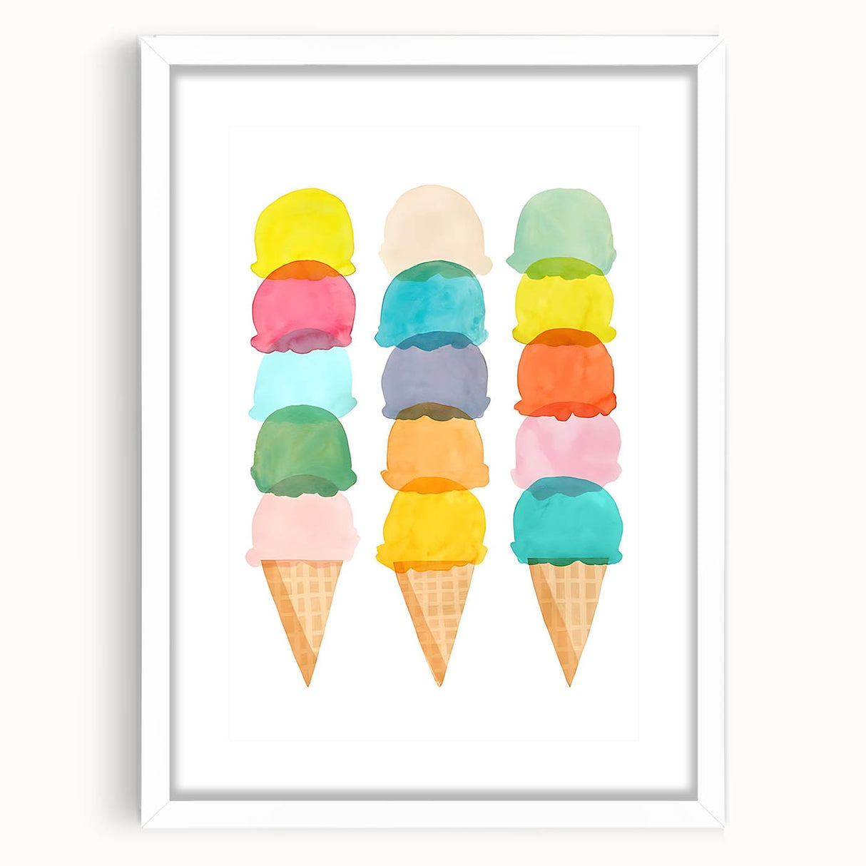 Pastel Ice Cream Girls Room Wall Art - Playful Nursery Art Print