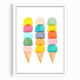 Pastel Ice Cream Girls Room Wall Art - Playful Nursery Art Print
