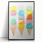 Pastel Ice Cream Girls Room Wall Art - Playful Nursery Art Print