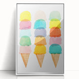 Pastel Ice Cream Girls Room Wall Art - Playful Nursery Art Print