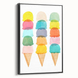 Pastel Ice Cream Girls Room Wall Art - Playful Nursery Art Print