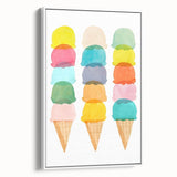 Pastel Ice Cream Girls Room Wall Art - Playful Nursery Art Print