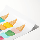 Pastel Ice Cream Girls Room Wall Art - Playful Nursery Art Print