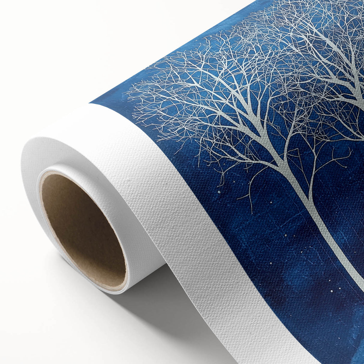 Abstract floral design on rolled canvas showcasing vibrant colors and intricate patterns, ideal for home decor. Packaged securely in a protective cardboard tube.