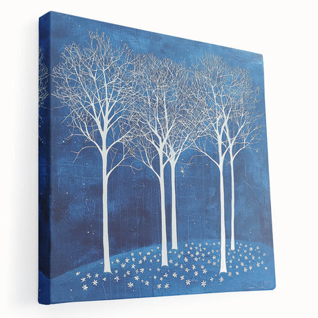 Abstract floral canvas artwork showcasing vibrant colors and intricate patterns, displayed in a side view to highlight its stretched design and depth. Perfect for modern home decor, this piece adds a touch of elegance and creativity to any space.