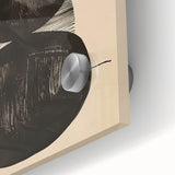 Close-up of vibrant abstract minimalist wall art featuring fluid shapes and soft colors on acrylic glass, ideal for modern home decor and stylish interiors.