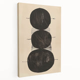 Abstract minimalist wall art in soft pastel colors, showcasing fluid shapes and lines on a stretched canvas, viewed from the side to highlight its depth and texture. Ideal for modern home decor and artistic interiors.