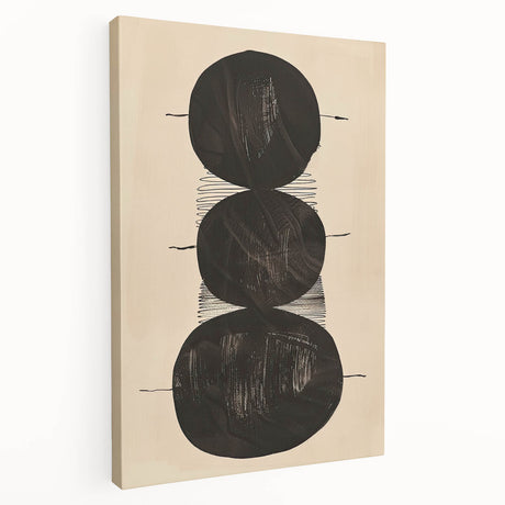 Abstract minimalist wall art in soft pastel colors, showcasing fluid shapes and lines on a stretched canvas, viewed from the side to highlight its depth and texture. Ideal for modern home decor and artistic interiors.