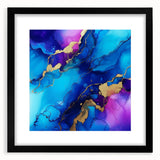 Vibrant Abstract Wall Art – Blue, Violet & Gold Fluid Canvas Print