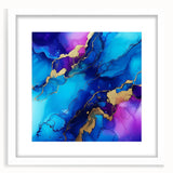 Vibrant Abstract Wall Art – Blue, Violet & Gold Fluid Canvas Print
