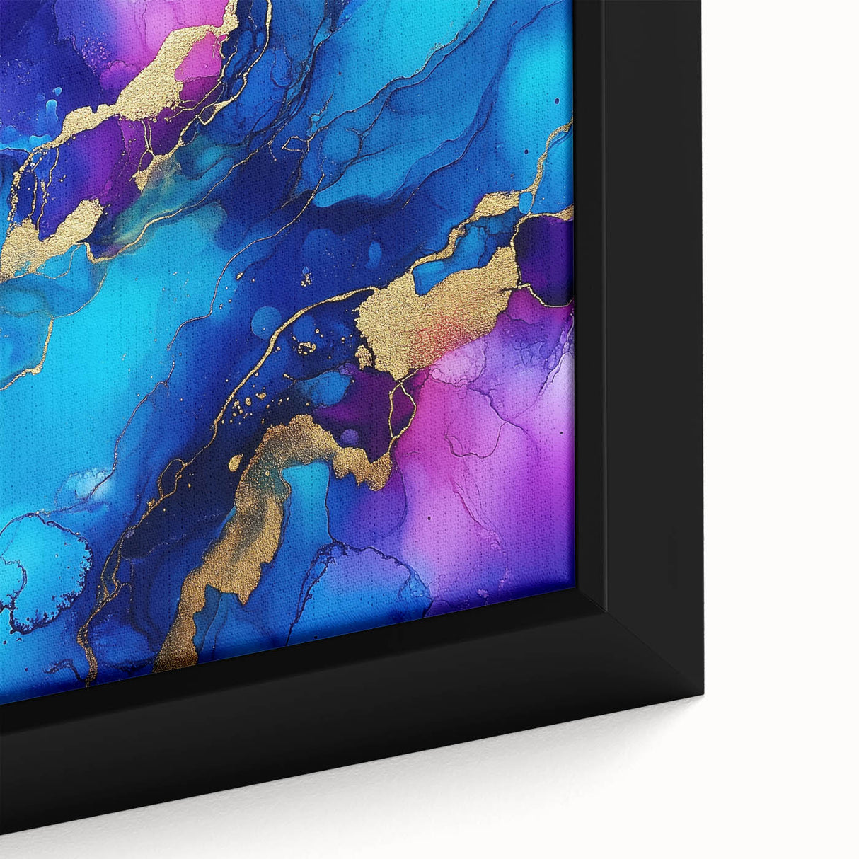 Vibrant Abstract Wall Art – Blue, Violet & Gold Fluid Canvas Print