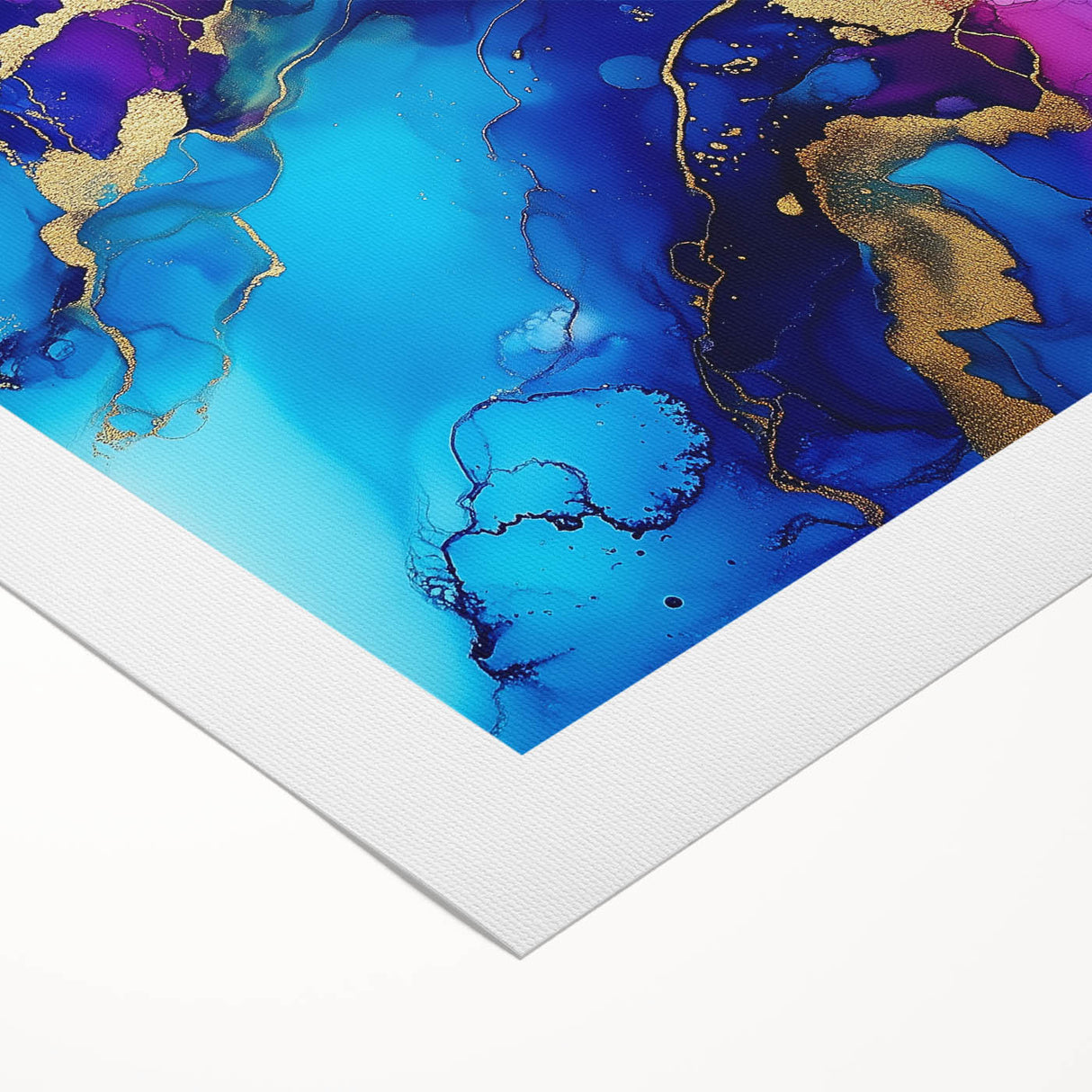 Vibrant Abstract Wall Art – Blue, Violet & Gold Fluid Canvas Print