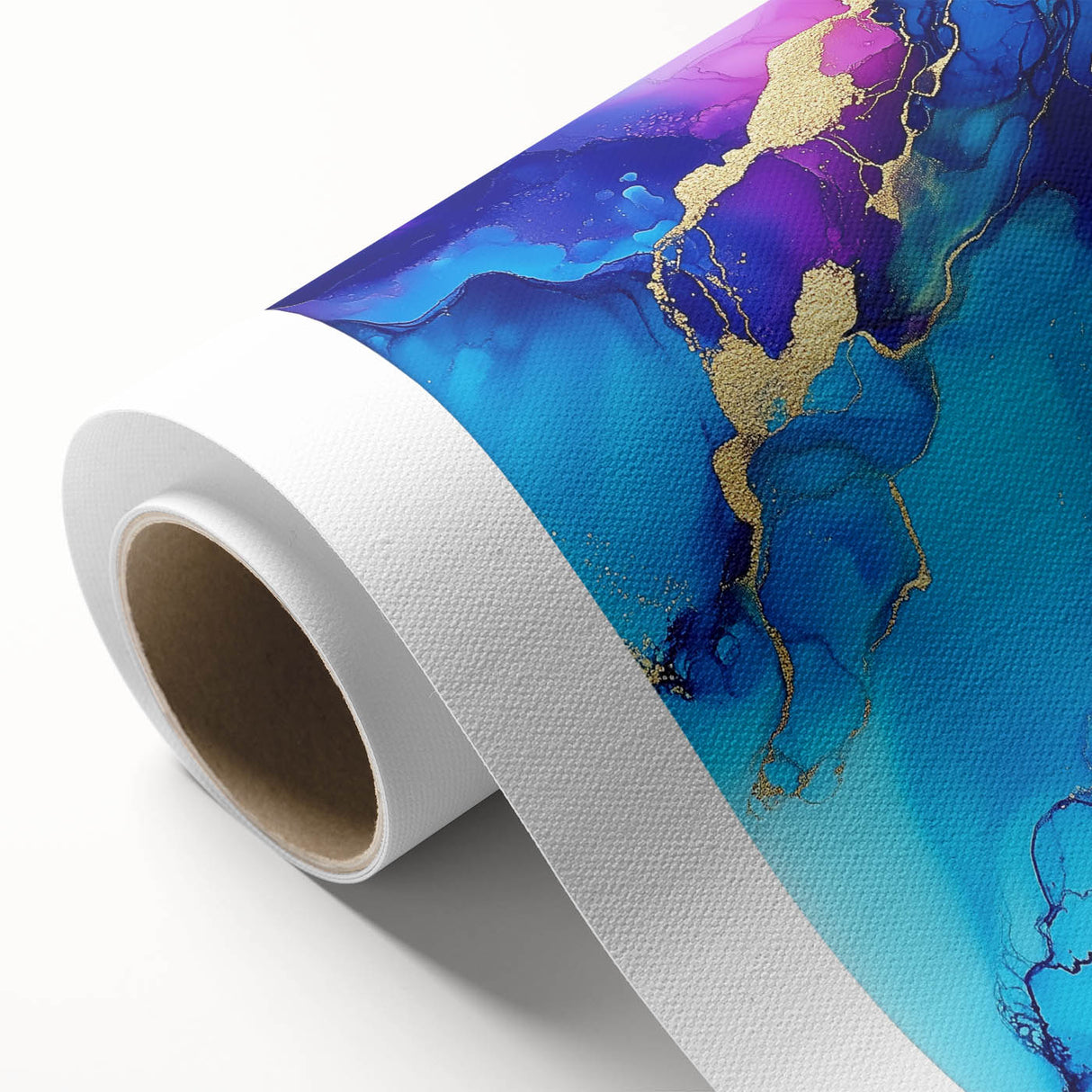 Vibrant Abstract Wall Art – Blue, Violet & Gold Fluid Canvas Print