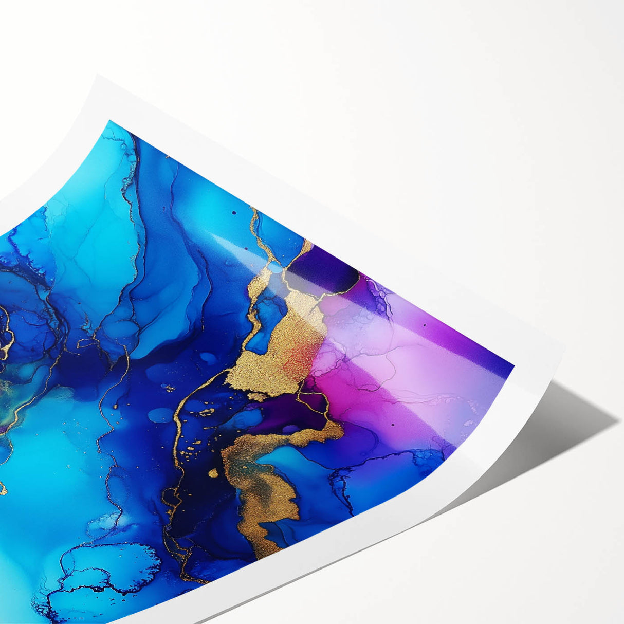 Vibrant Abstract Wall Art – Blue, Violet & Gold Fluid Canvas Print