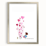Whimsical Heart Garden Girls Room Wall Art - Nursery Art Print