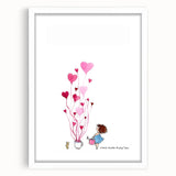 Whimsical Heart Garden Girls Room Wall Art - Nursery Art Print