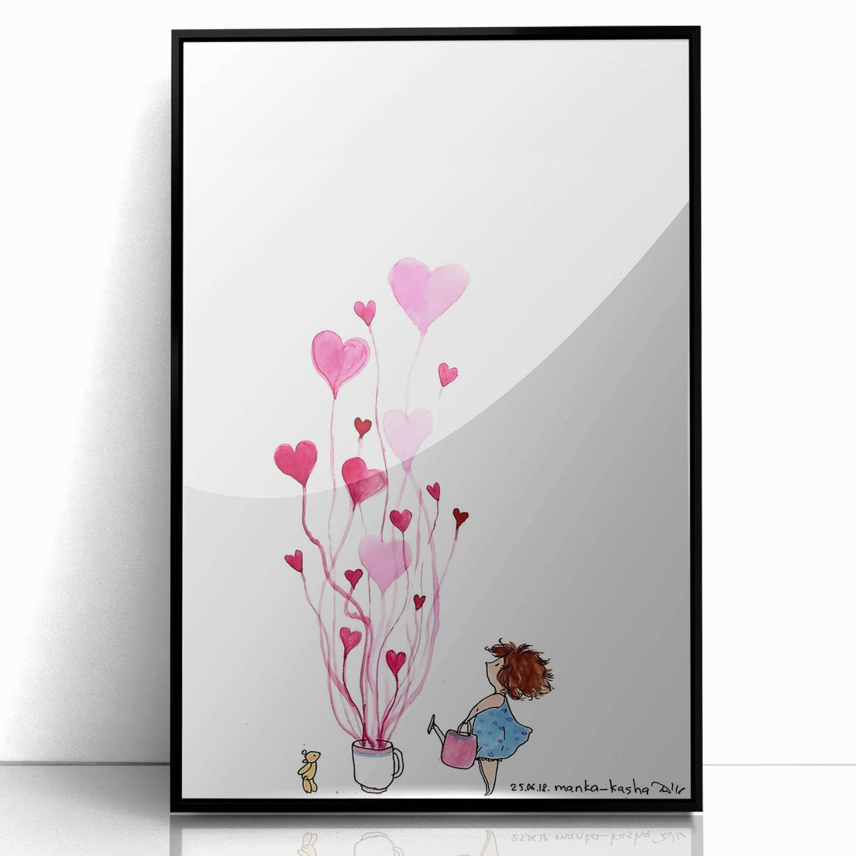 Whimsical Heart Garden Girls Room Wall Art - Nursery Art Print