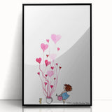 Whimsical Heart Garden Girls Room Wall Art - Nursery Art Print