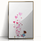 Whimsical Heart Garden Girls Room Wall Art - Nursery Art Print