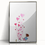 Whimsical Heart Garden Girls Room Wall Art - Nursery Art Print