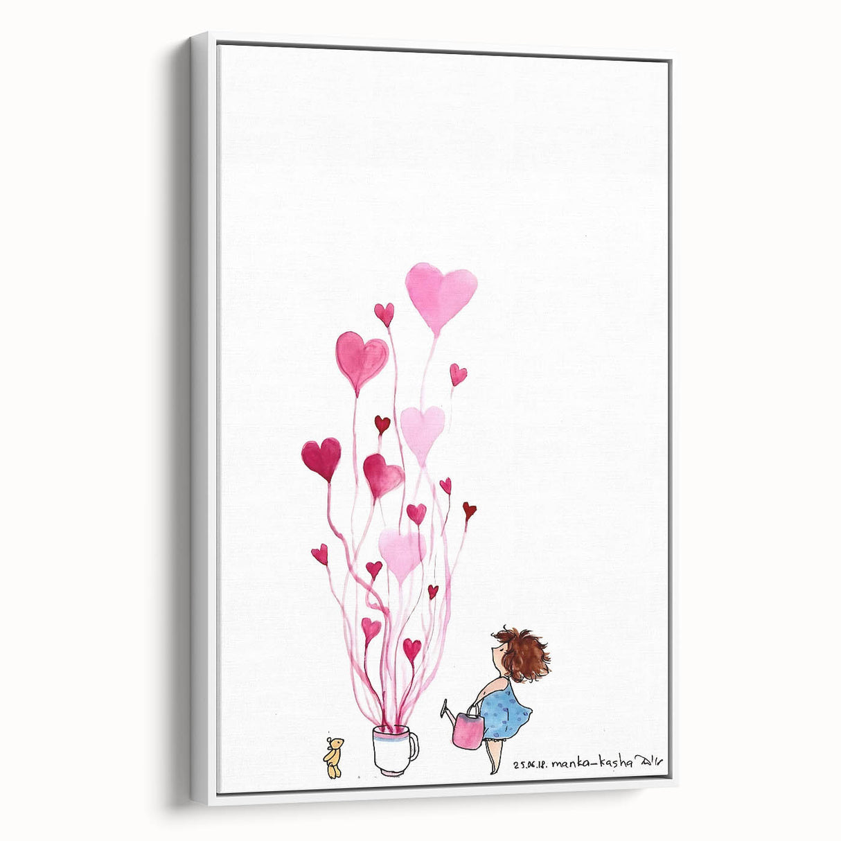 Whimsical Heart Garden Girls Room Wall Art - Nursery Art Print