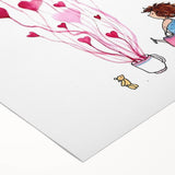 Whimsical Heart Garden Girls Room Wall Art - Nursery Art Print