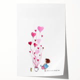 Whimsical Heart Garden Girls Room Wall Art - Nursery Art Print