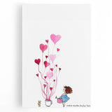 Whimsical Heart Garden Girls Room Wall Art - Nursery Art Print