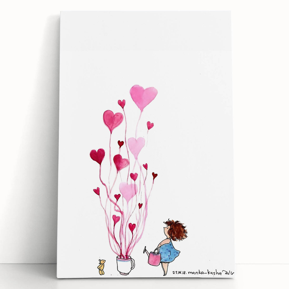 Whimsical Heart Garden Girls Room Wall Art - Nursery Art Print