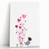 Whimsical Heart Garden Girls Room Wall Art - Nursery Art Print