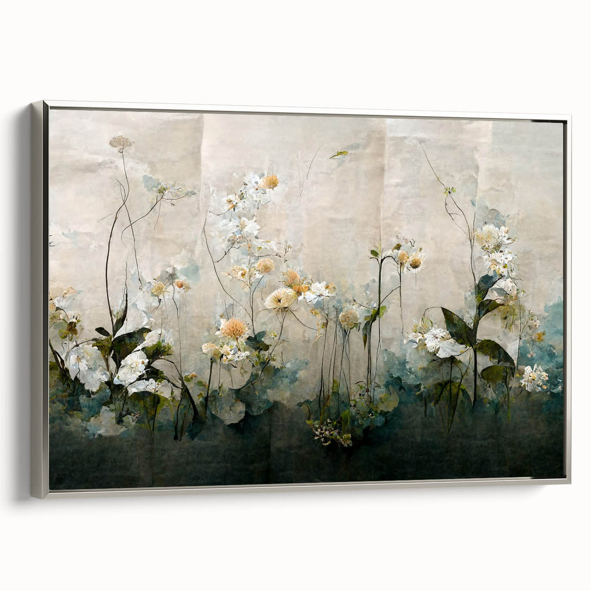 Elegant Floral Living Room Wall Art - Contemporary Canvas Print