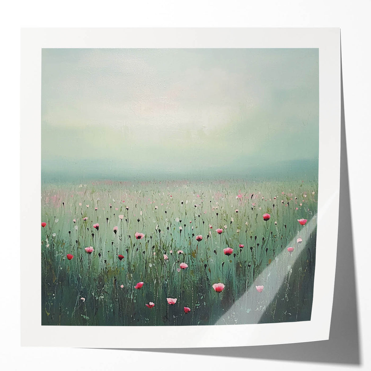 Abstract floral wall art print showcasing vibrant colors and intricate designs on a glossy finish, ideal for modern home decor or artistic displays.