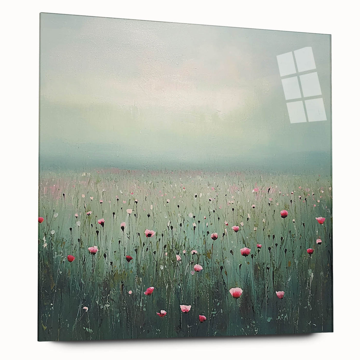 Abstract floral acrylic wall art displayed in a glass frame, showcasing vibrant colors and intricate designs, enhancing modern home decor with elegance and style.
