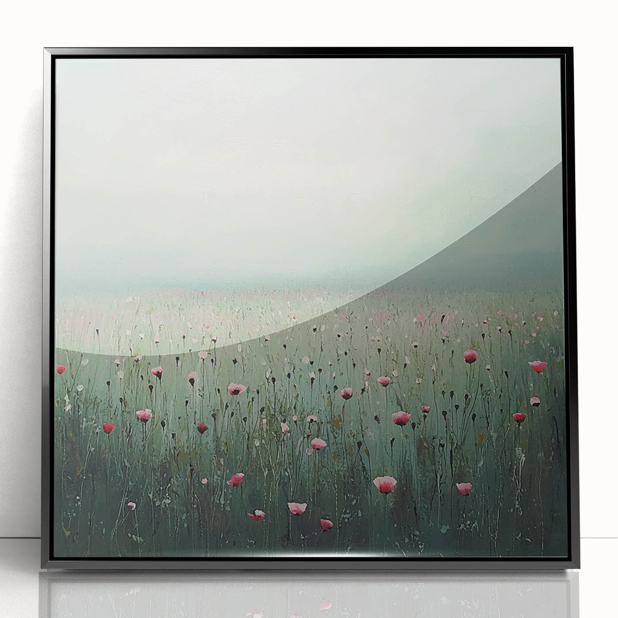 Framed acrylic artwork showcasing vibrant abstract floral designs in bold colors, set against a sleek black background, perfect for modern home decor.