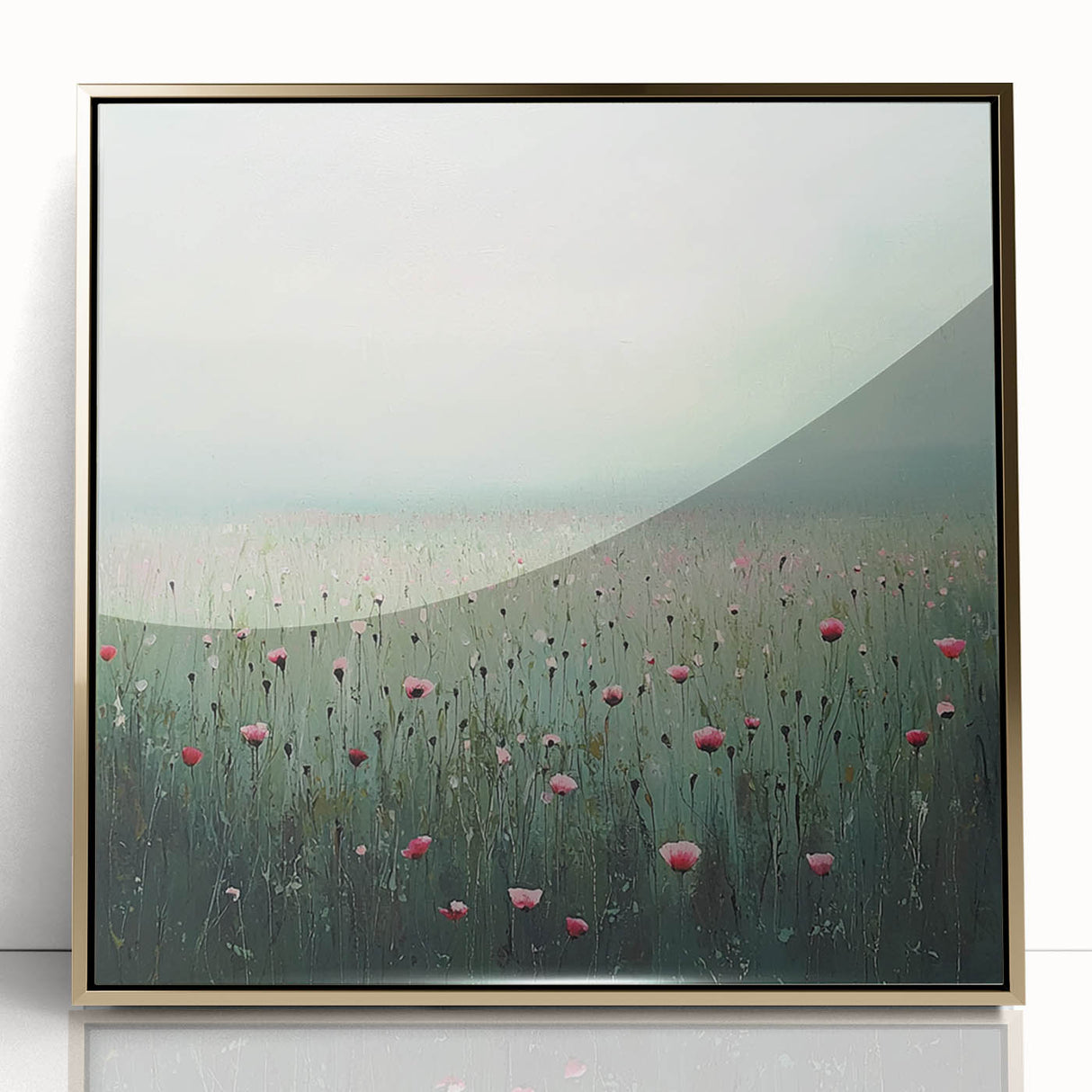Framed acrylic artwork showcasing vibrant abstract floral designs in gold and pastel hues, creating an elegant focal point for modern home decor. Perfect for enhancing interior aesthetics with a touch of sophistication.