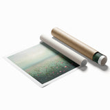 Colorful abstract floral design on a rolled canvas print, showcasing vibrant petals and lush greenery, ideal for modern home decor or artistic displays.