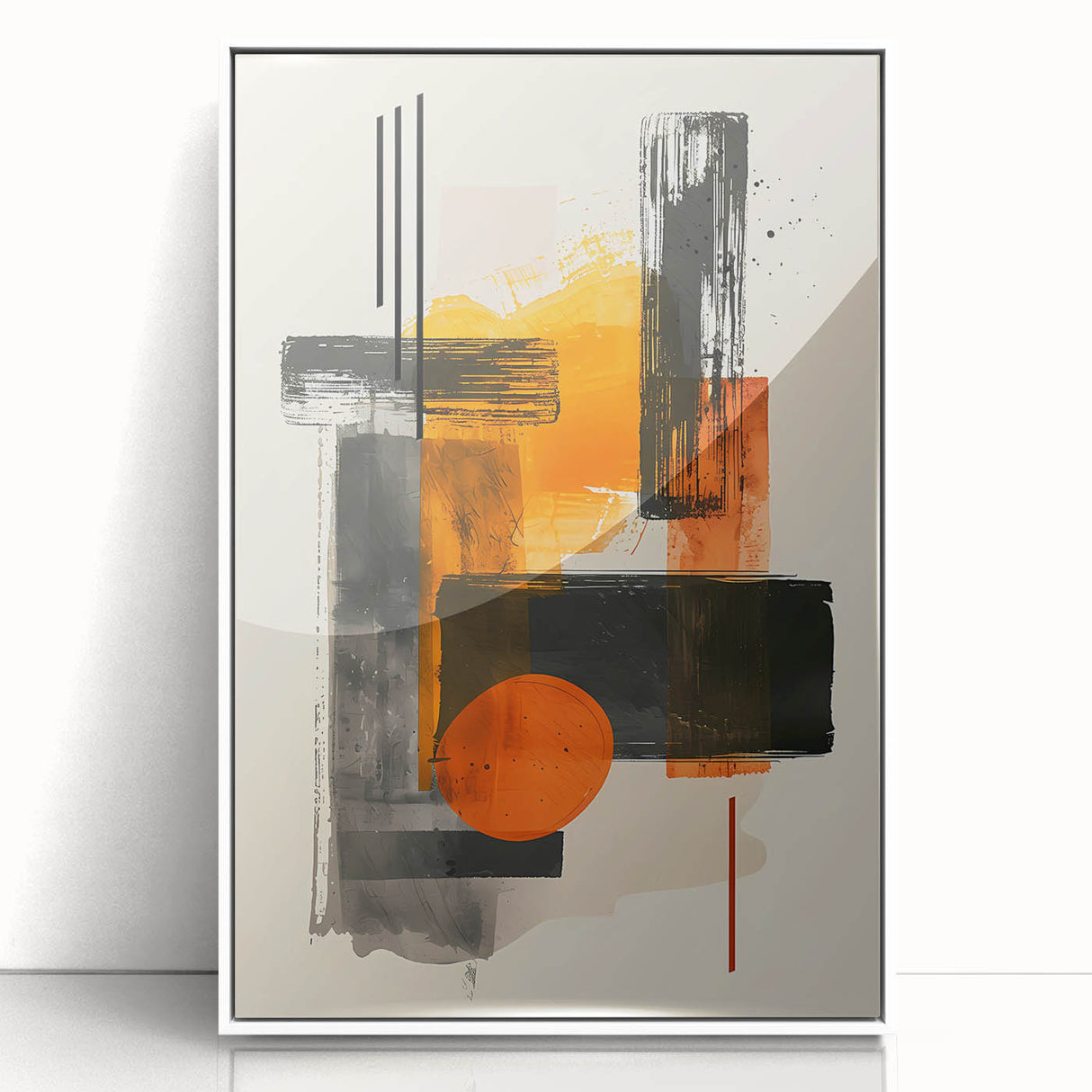 Framed abstract minimalist wall art featuring a white acrylic design, showcasing subtle textures and a modern aesthetic, perfect for contemporary home decor.