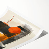 Abstract minimalist wall art print showcasing soft pastel colors and geometric shapes, elegantly rolled for easy display and shipping in a protective tube.