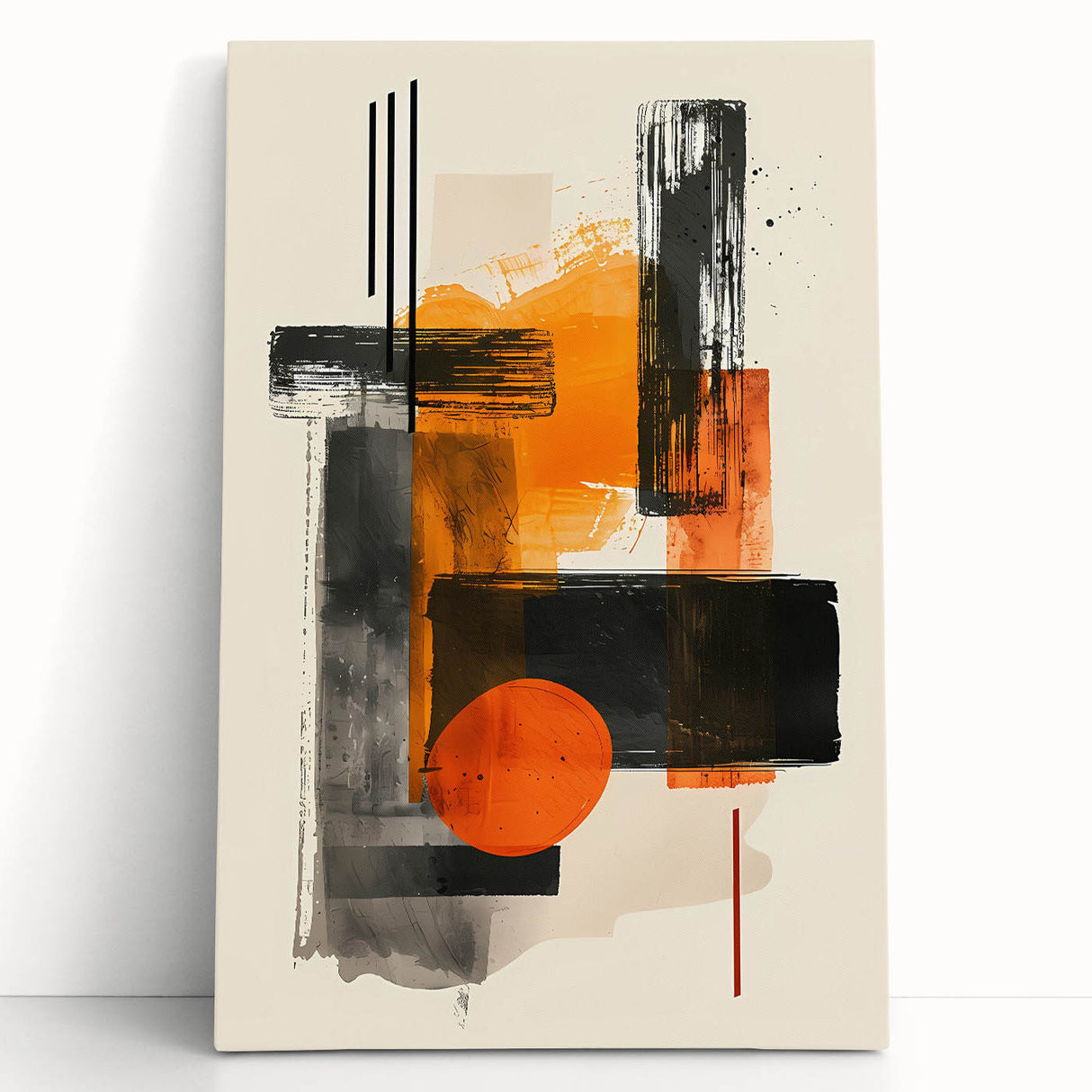 Abstract minimalist wall art on stretched canvas, showcasing soft pastel colors and geometric shapes, perfect for modern home decor and enhancing interior aesthetics.