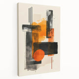 Stretched canvas showcasing abstract minimalist wall art design with earthy tones and geometric shapes, perfect for modern home decor. Side view highlights texture and quality.