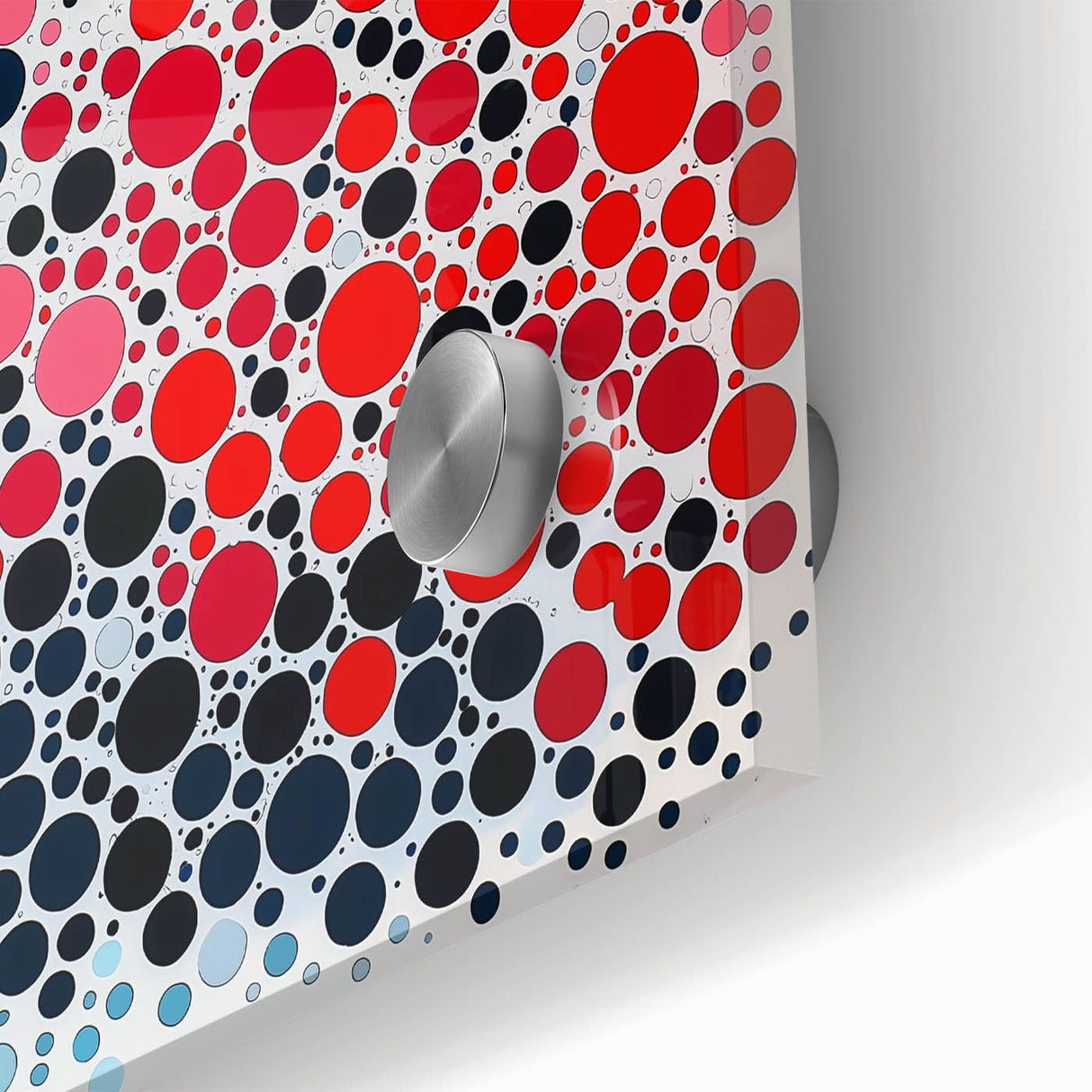 Geometric Abstract Wall Art – Red, Pink & Blue Circle Canvas