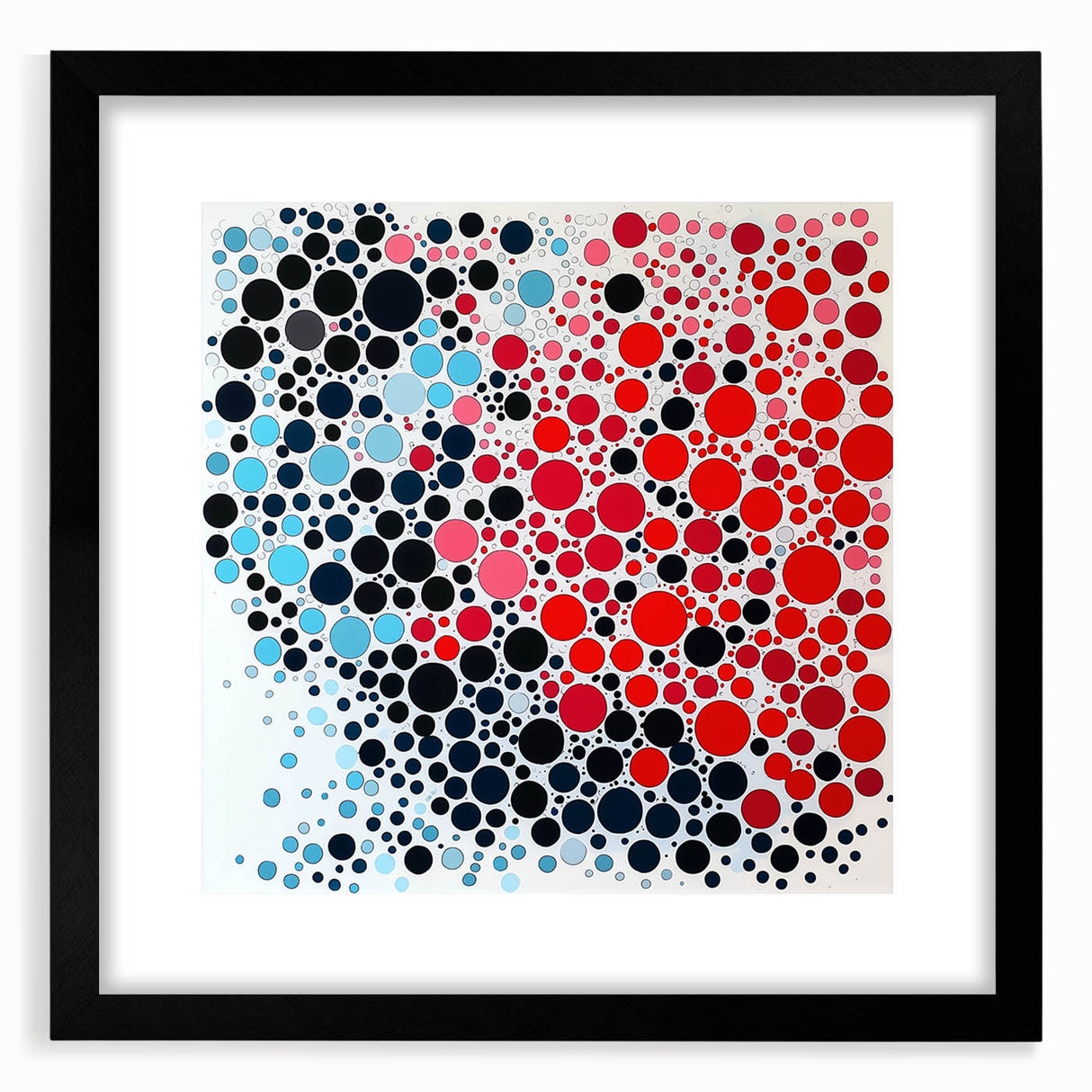 Geometric Abstract Wall Art – Red, Pink & Blue Circle Canvas