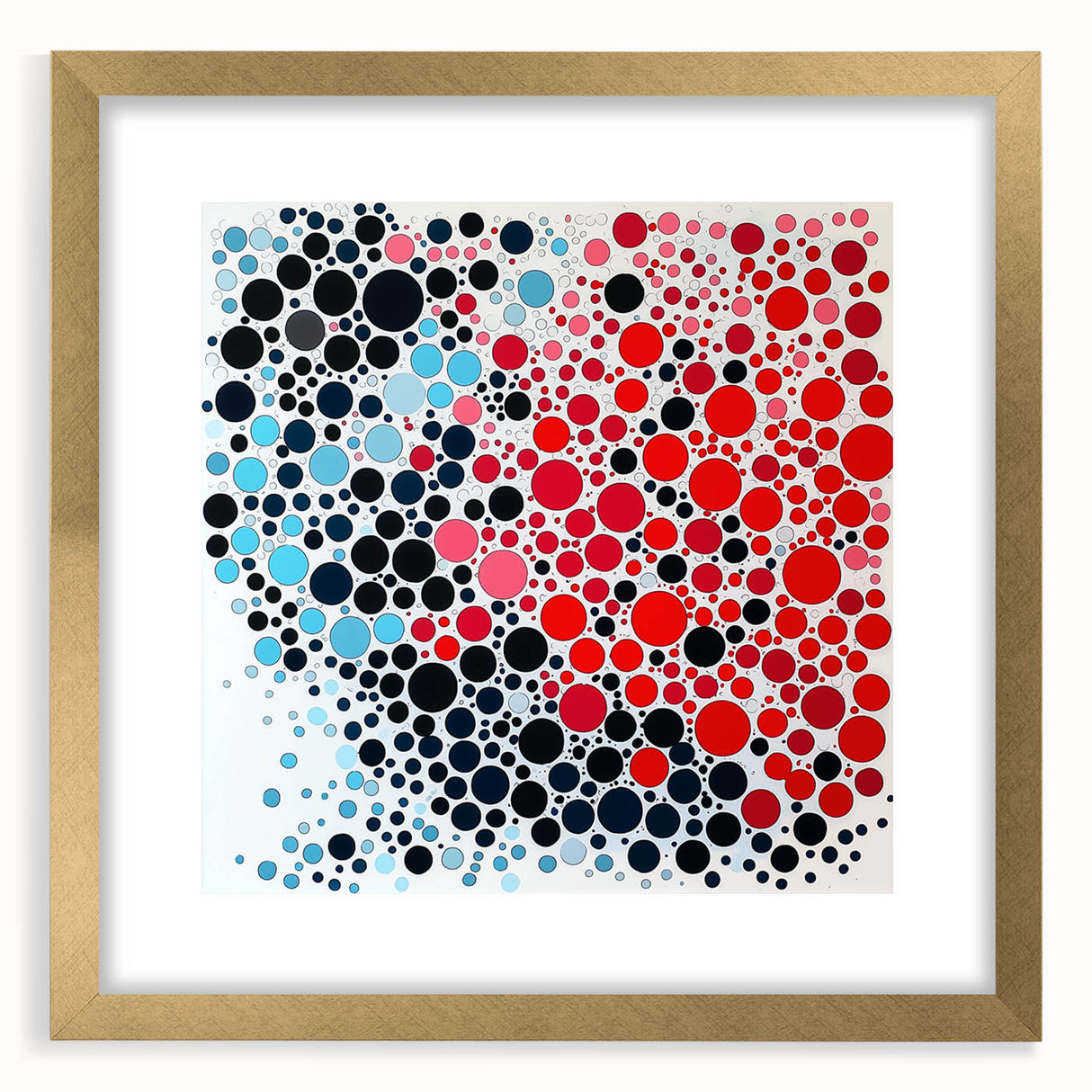 Geometric Abstract Wall Art – Red, Pink & Blue Circle Canvas