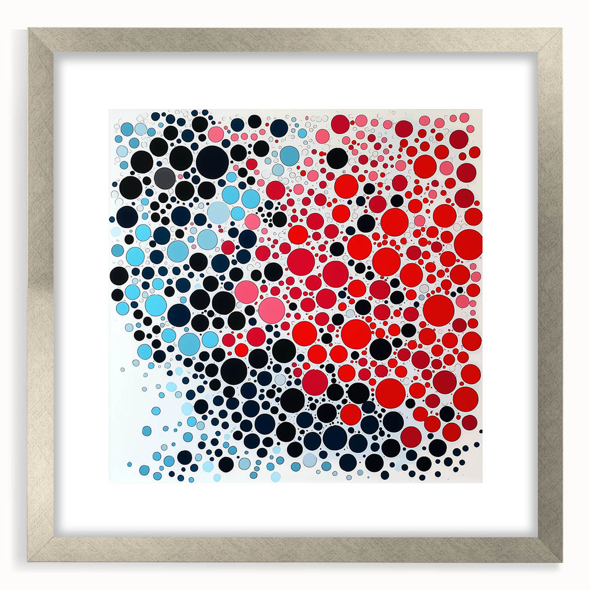 Geometric Abstract Wall Art – Red, Pink & Blue Circle Canvas