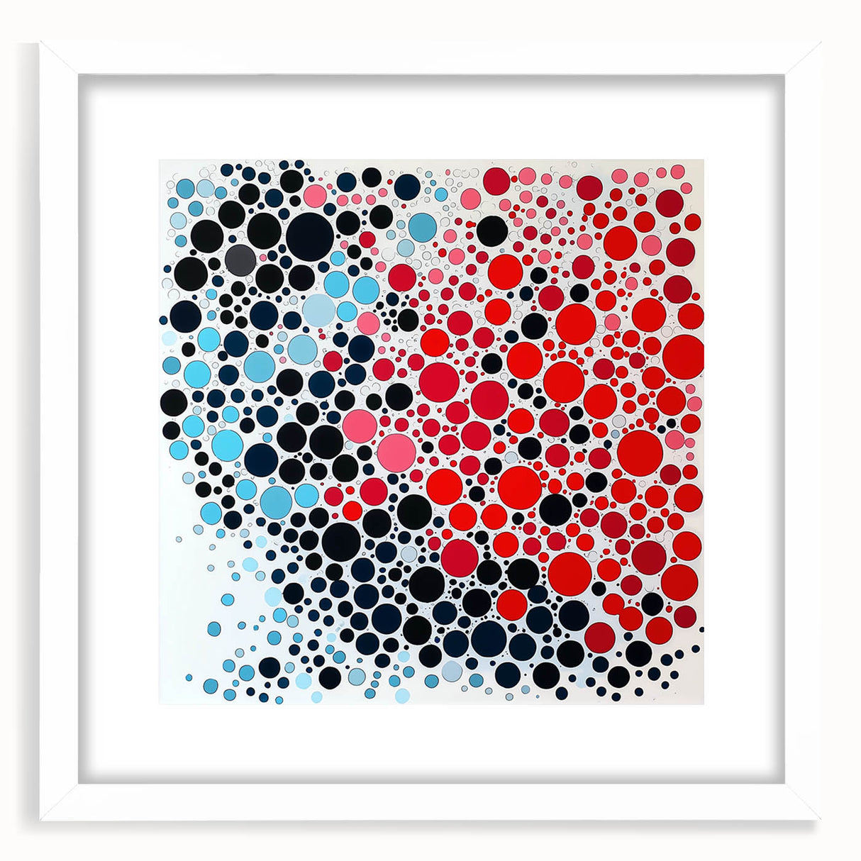 Geometric Abstract Wall Art – Red, Pink & Blue Circle Canvas