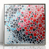 Geometric Abstract Wall Art – Red, Pink & Blue Circle Canvas