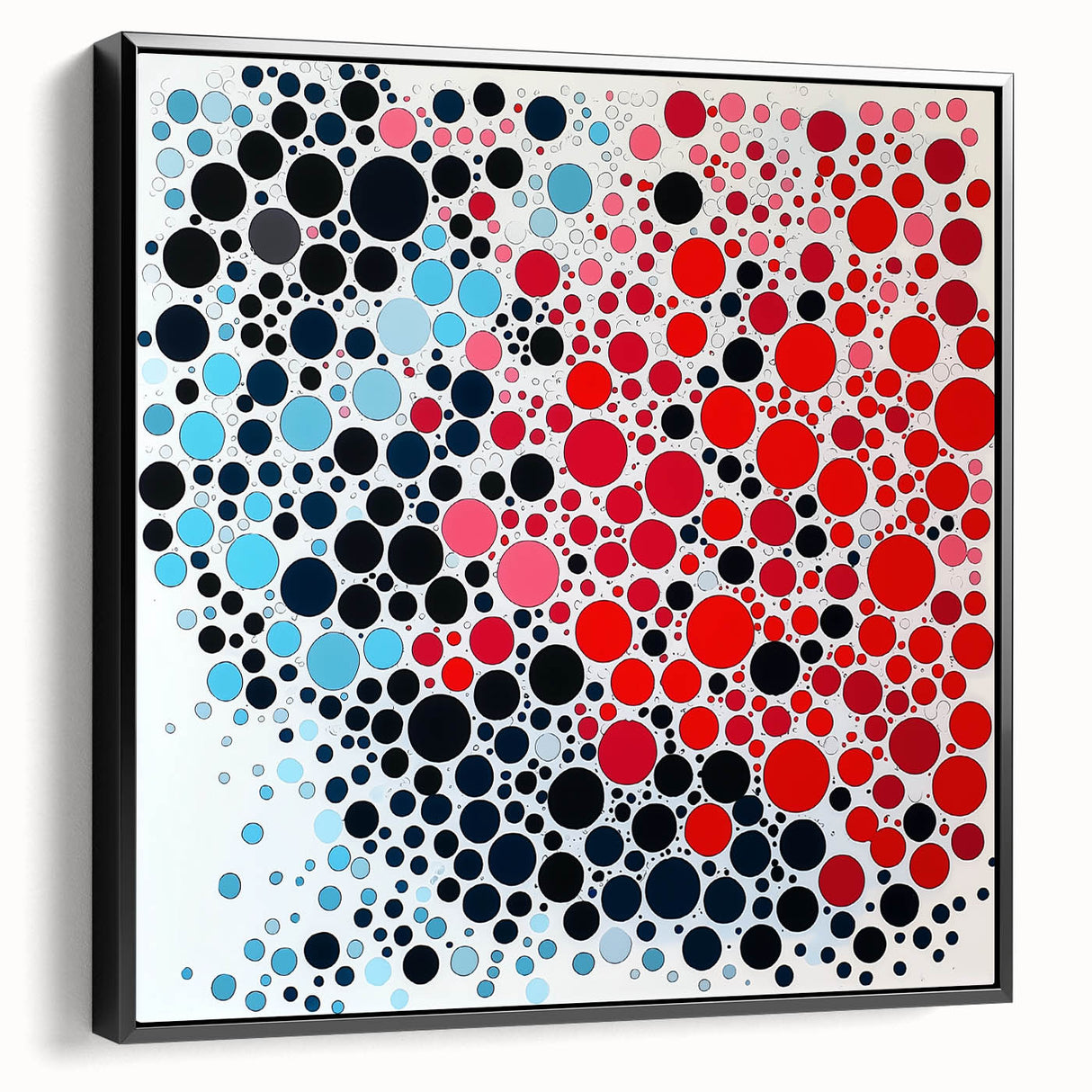 Geometric Abstract Wall Art – Red, Pink & Blue Circle Canvas
